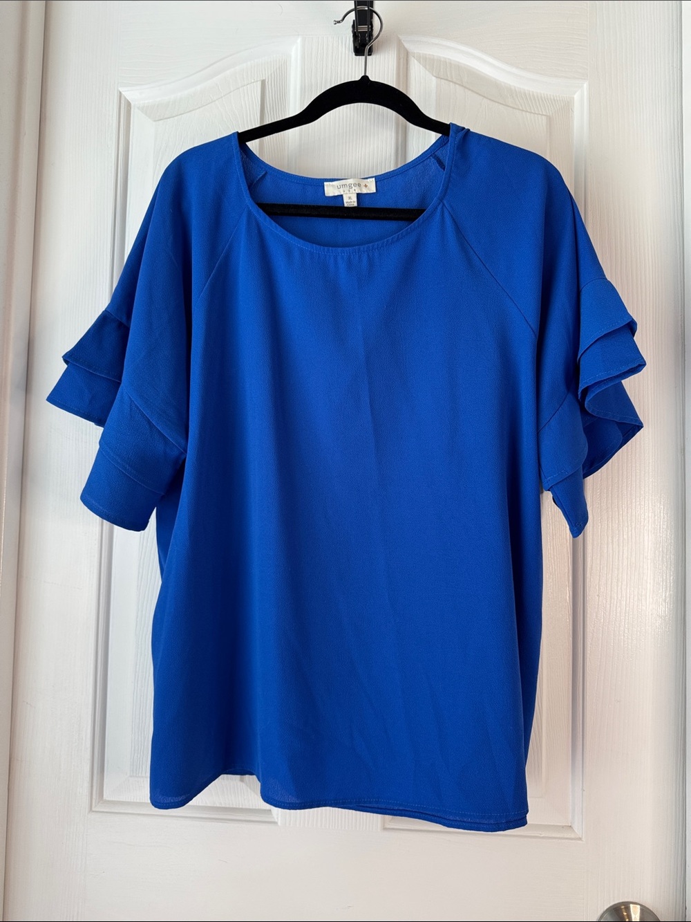 Umgee Royal Blue Ruffle Sleeve Blouse